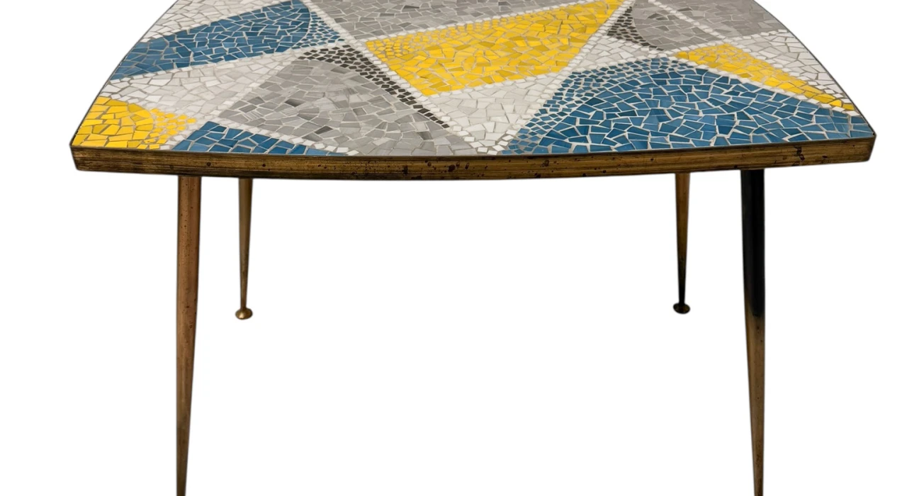 Mid-Century Modern Coffee Table with Mosaic Top by Berthold Muller, 1950s